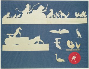 動物のシーン（紙にコラージュ）